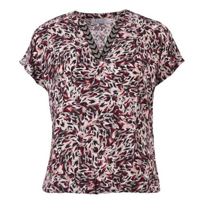 Enjoy Blouson blouse vhals tape Port print